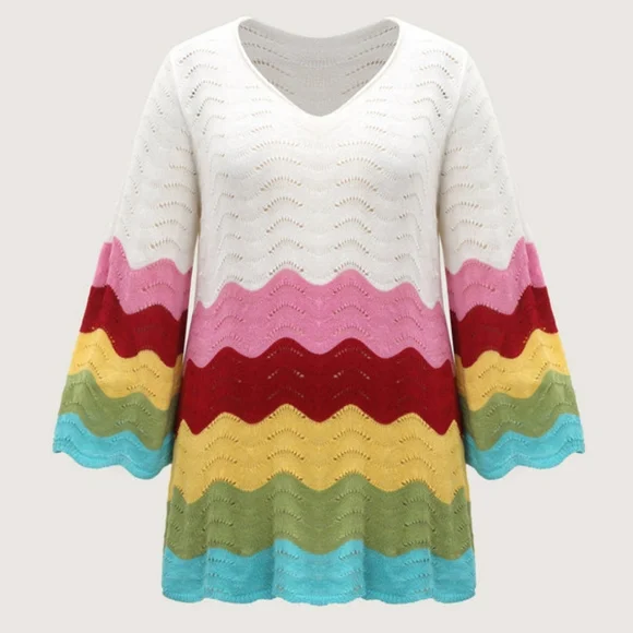 NWT Multicolor Striped Women's Swim Cover-Up 6X/30 - Picture 6 of 9